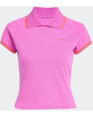 adidas Originals Short Polo Top - Pink
