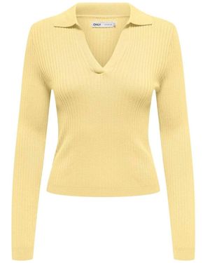 ONLY Ribbed Knit Polo Shirt - Yellow