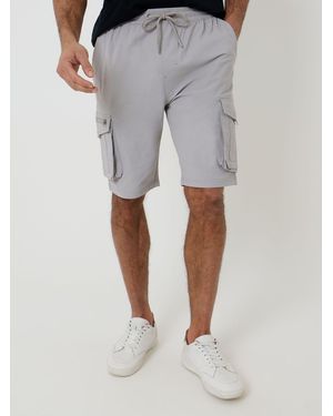 Threadbare Elasticated Waist Stretch Cargo Shorts - Gray
