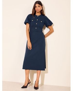 Friends Like These Military Midi Dress - Blue