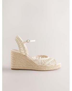 Next Bone Forever Comfort Peeptoe Raffia Wedges - Natural