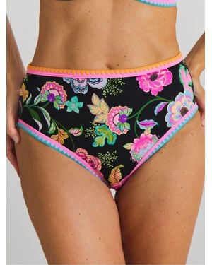 Figleaves Floral High Waist Bikini Bottoms - Red