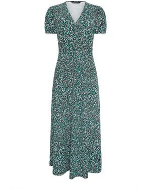 M Com Ditsy Floral Maxi Wrap Dress - Green