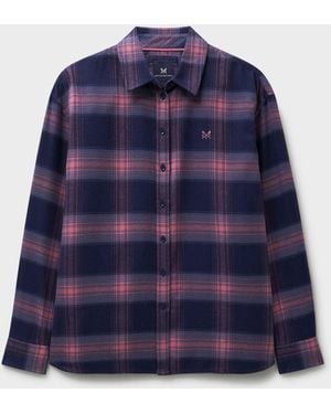 Crew Boyfriend Fit Flannel Shirt - Blue