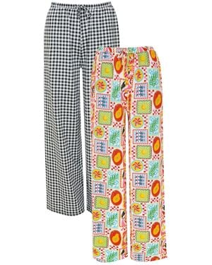 Threadbare Jersey Wide Leg 100% Cotton Trousers 2 Pack - White