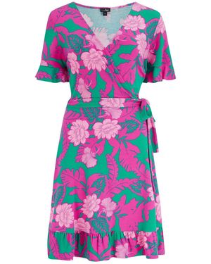 Pour Moi Birdie Stretch Viscose Jersey Wrap Front Dress - Pink