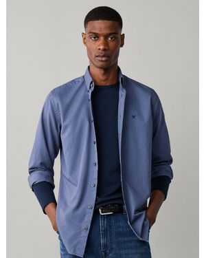 Hackett Light Tailored Fit Garment Dyed Oxford Shirt - Blue
