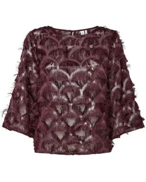 Y.A.S Y. A.S Y. A.S Fringe Textured Scallop Pattern T-Shirt