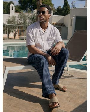 Threadbare Stripe Straight Fit Cotton Pants - Blue