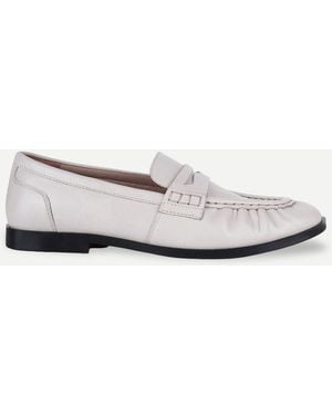 OFF THE HOOK Sienna Real Leather Loafers With Ruched Detail - White