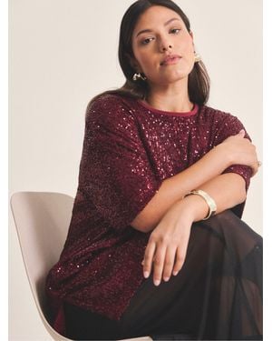 Simply Be Sequin T-Shirt - Purple