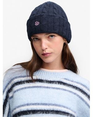 Superdry Premium Cable Knit Beanie Hat - Blue