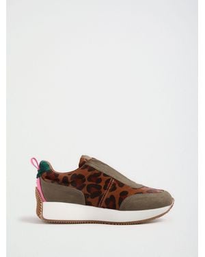 Love & Roses Khaki Elasticated Slip On Jogger Sneakers - Brown
