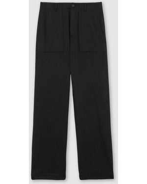 Reiss Wool-Blend Wide-Leg Trousers - Black