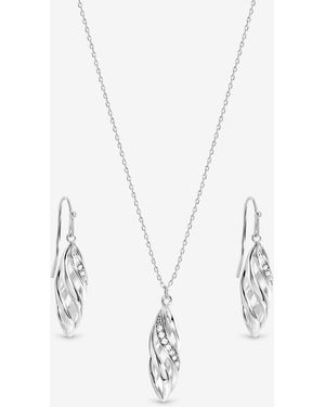 Inicio Polished And Pave Open Swirl Drop Set - White