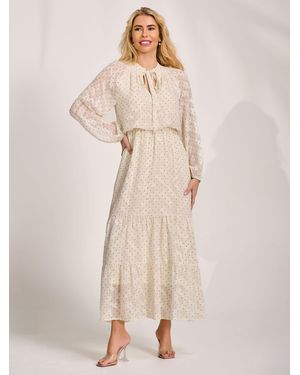 Jolie Moi Jolie Moi Textured Chiffon Long Sleeve Maxi Dress - Natural
