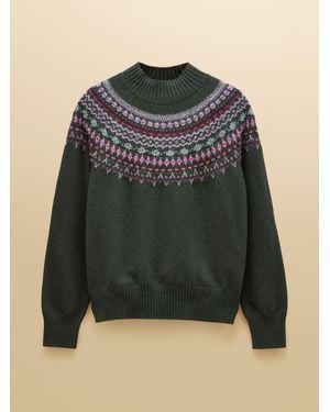 Joules Fair Isle High Neck Sweater - Green