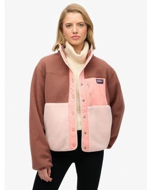 Superdry Colour Block Fleece Jacket - Pink