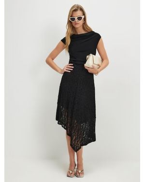 River Island Lace Skirt Hybrid Midi Dress - Black