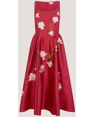 Monsoon Anya Flare Midi Dress - Red