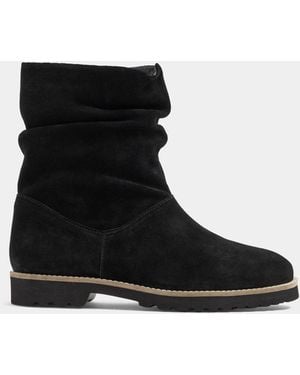 Evans Wide Fit Suede Ruched Ankle Boots - Black