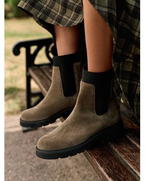 Next Khaki Standard Fit Forever Comfort Ribbed Leather Ankle Boots - Black