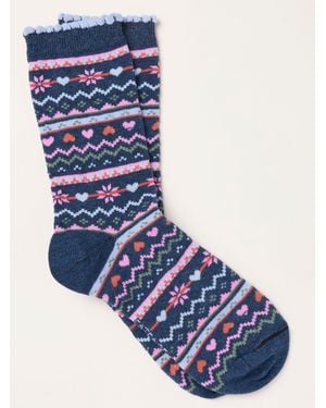 FatFace Fatface Fairisle Socks - Blue