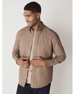 Next Regular Fit Oxford Long Sleeve Shirt - Natural