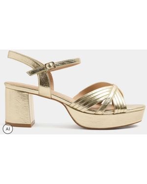 Yours Curve V-Cut Platform Sandals - Natural