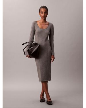 Calvin Klein Half Milano Mini Dress - Brown