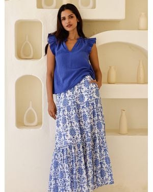 Aspiga Becks Cotton Block Print Skirt - Blue
