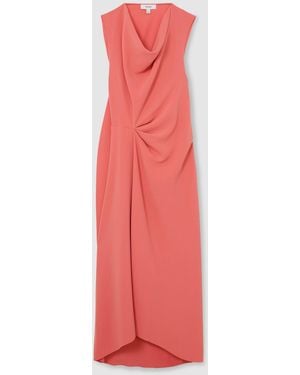 Reiss Dorota Drape-Detail Sleeveless Midi Dress - Pink