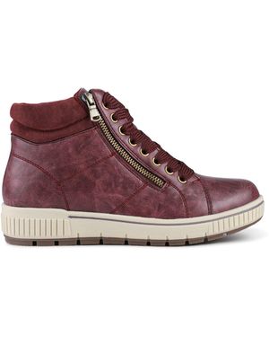 Pavers Burgundy Lace Up Boots With Side Zip - Purple