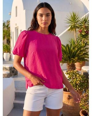 Roman Balloon Short Sleeve Top - Pink