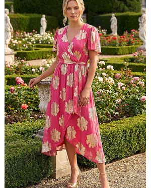 Roman Jacquard Midi Wrap Dress - Green