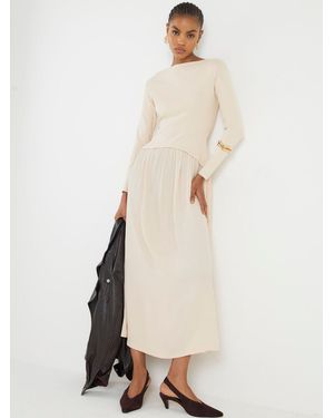 River Island Long Sleeve Hybrid Maxi Dress - Natural