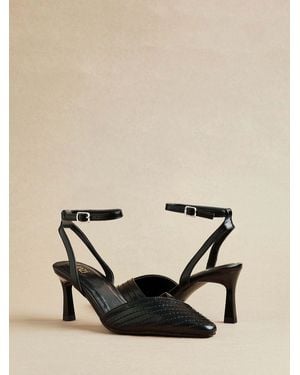 Linzi Siren Quilted Court Heels With Wrap Around Ankle Strap - Natural