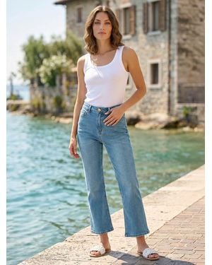 Roman Denim Petite Boocut Cropped Jeans - Green