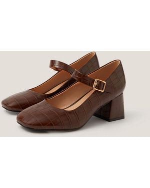 Monsoon Jill Faux Croc Mary Jane Heels - Brown