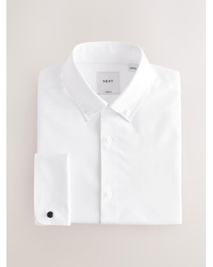 Next Slim Fit Easy Care Double Cuff Smart Shirt - White