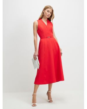 River Island Sleeveless Belted Midi Dress - Red