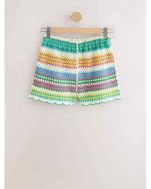 Next Crochet Co-Ord Cotton Rich Shorts - Gray