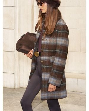 Lipsy Chocolate Check Dolly Coat - Brown