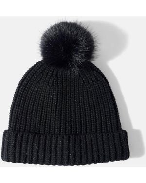 Mint Velvet Knit Pom Hat - Black