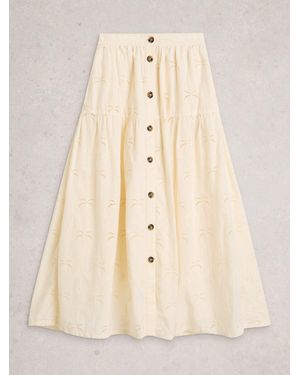 White Stuff Ruben Broderie Midi Skirt - Natural