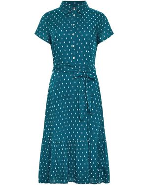 M Com Dobby Short Sleeve Shirt Dress - Blue