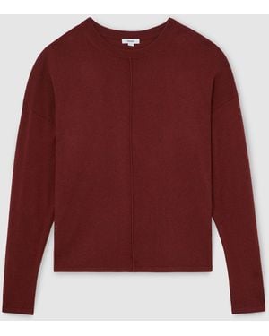 Reiss Dark Colette Wool-Blend Reverse-Seam Jumper With Cashmere - Red