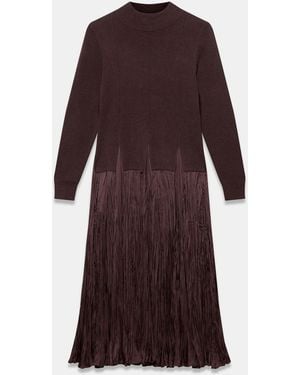 Mint Velvet Layered Knit Midi Dress - Purple