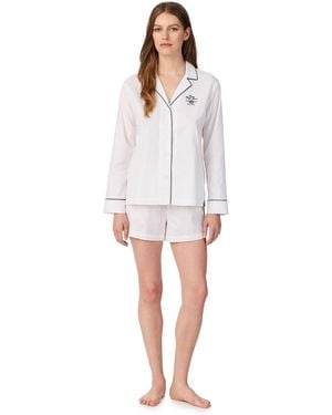 Ralph Lauren Long Sleece Top & Boxer Pyjamas Set - White
