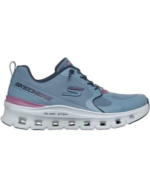 Skechers Glide-Step Pro Hotmelt Overlay Mesh Knotted Bungee Slip-On W/Air-Cooled Mf Trainers - Blue